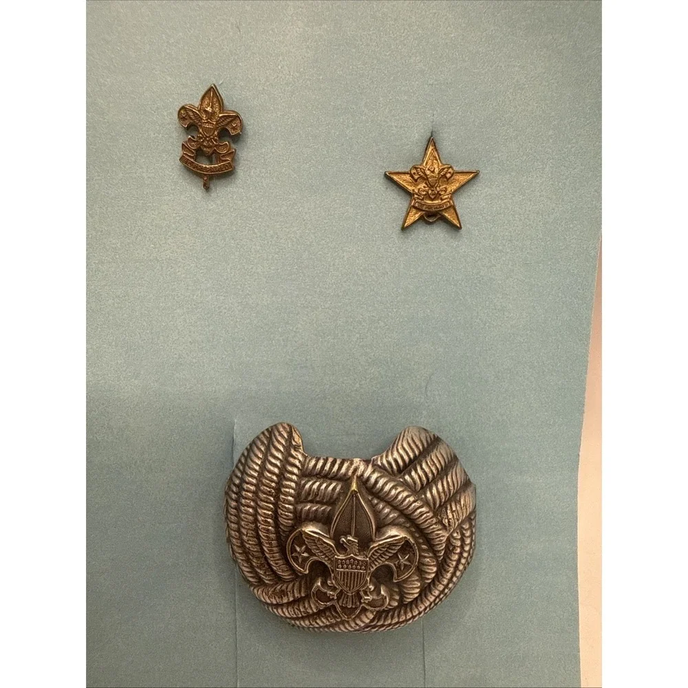Boy Scouts BSA Neckerchief Scarf Slide Clip, Vintage Metal, & 2 Pins Vintage
